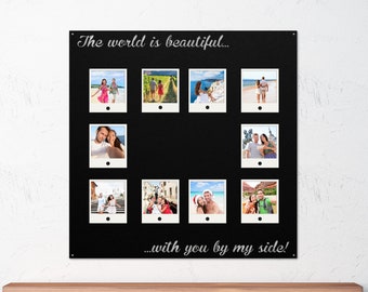 Custom Magnet Board, Travel Photos Magnetic Board, Keepsake Organizer, Wanderlust Gift, Large Black Home Office Bulletin Magnetic Board