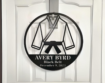 Martial Arts Taekwondo Jiu Jitsu Karate Judo Belt Holder Cadeau voor hem of haar, Koreaanse Martial Art Metal Wall Art