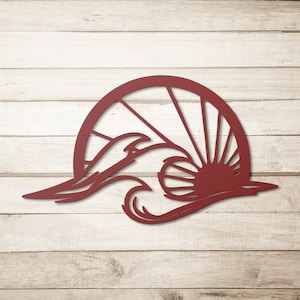 Sun and Waves Metal Wall Art, Pool Decor, Beach House Wall Decor, Lake House, Sunrise Sunset at Beach, Living Room Porch Patio Decor