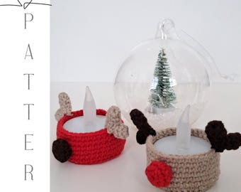 Patroon gehaakt theelichthouder hert: kerststemming, woondecoratie (pdf-patroon)
