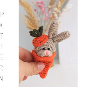 Crochet Bunny Brooch Pattern: Carrot Gift, Easter Brooch (Digital Download)