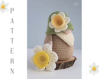 Patroon gehaakt narciskabouter: lentebloemamigurumi, huis- en tuindecoratie (pdf-patroon)
