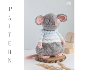 crochet Morris Mouse pattern, amigurumi mouse toy, Mouse toy pattern