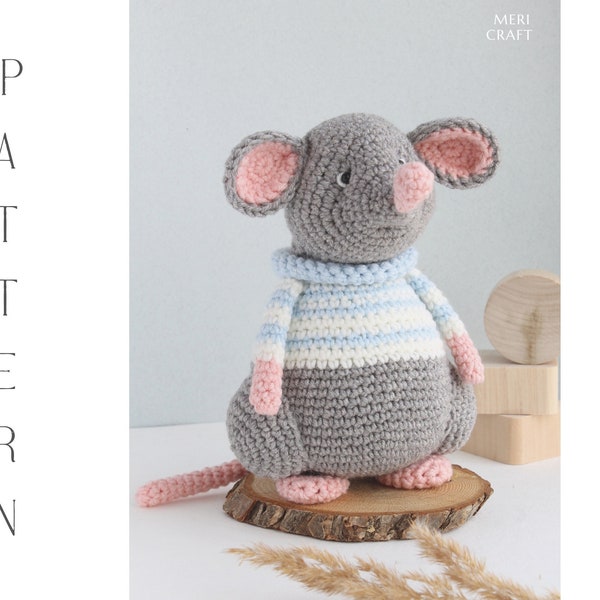 crochet Morris Mouse pattern, amigurumi mouse toy, Mouse toy pattern