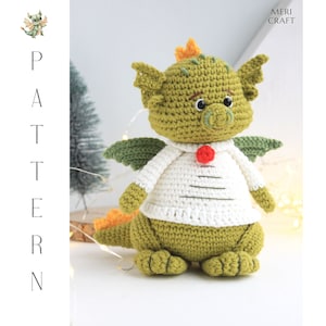 Gehaakt drakenpatroon, gehaakt drakenspeelgoed, amigurumi-speelgoed, kersttijd, drakenspeelgoed, kerstdraakpatroon