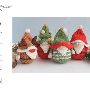 Christmas Ornaments gnomes pattern, Christmas crochet garland, Holiday gnomes ornaments,  Deer gnome, Santa gnome