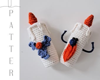 Crochet Christmas Candles Pattern: Holiday Home Decor  (PDF Pattern)