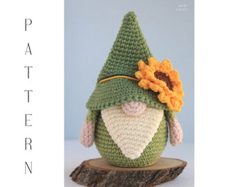 Gehaakt zonnebloemkabouterpatroon, amigurumibloem (digitale download)