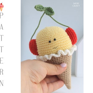 Crochet Ice Cream Amigurumi Pattern: Cherry Headphones (PDF Pattern)