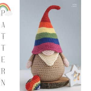 Valentine&#39;s Day Rainbow gnome crochet pattern, LGBT gnome, crochet Gnome