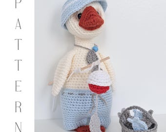 Patroon gehaakte visgans, amigurumi knuffel, pdf-zelfstudie, dierenpatroon