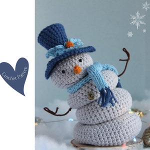 Crochet Snowman Pattern, Plush Snowman pattern, Amigurumi Christmas Snowman, Snowman toy pattern,