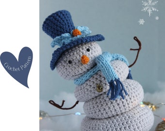 Patroon gehaakt sneeuwpop: amigurumi-kerstspeelgoed (pdf-patroon)