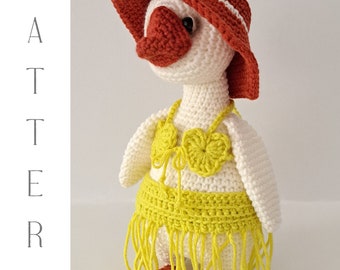 Gehaakt amigurumi-patroon Mrs. Goose, vakantiespeelgoed (pdf-patroon)