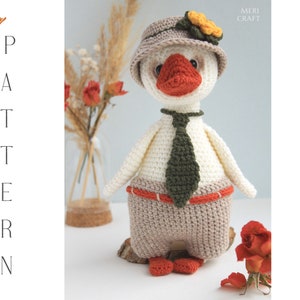 Crochet Mr. Goose Pattern, amigurumi Goose tutorial, Goose pattern, Goose plush toy, Father's day gift