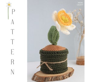 Patroon gehaakte narcis in pot: amigurumibloem, narciscadeau (pdf)