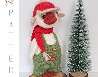 Crochet Christmas Goose Pattern, Handmade Amigurumi Toy, Holiday Farm Animal Decoration, Gift for Christmas