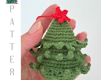 Gehaakte sleutelhanger kleine kerstboom, vakantiedecor, boomornament (digitale download)