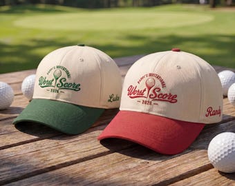 Custom Name Worst Score Golf Embroidered Hat, Funny Pappis Invitational Cap,Matching Golf Tournament Headwear, Personalized Men Golfing Gift