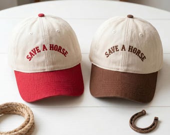 Gorra Save A Horse bordada, gorra vaquera, gorra retro para festivales de música country, gorra estilo western bicolor, regalo divertido para amantes de los caballos