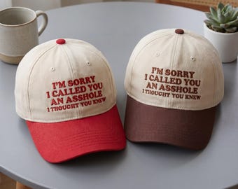 Gorra bordada "Lo siento por haberte llamado imbécil", gorra de béisbol divertida y sarcástica, regalo de broma, estilo retro moderno, regalo humorístico para un amigo.