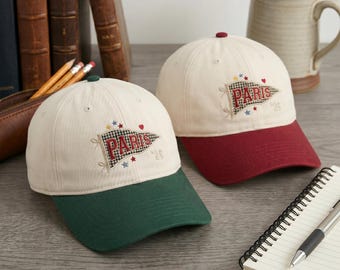 Embroidered Paris University Hat, Custom Class of 2026 Cap, College Graduation Gift, EmbroidAcademic Cap, Vintage Varsity Style School Hat