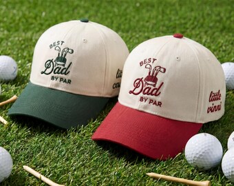 Gorra de golf personalizada "Best Dad By Par", gorras bordadas para padre e hijo, gorra snapback personalizada para pequeño caddie, regalo de cumpleaños para papá primerizo, gorra para aficionado al golf.