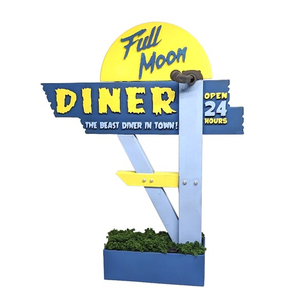 Full Moon Diner Sign - Limited Edition - Lighted - Miniature for Lemax Spooky Town, Dept. 56, Tabletop, RPG