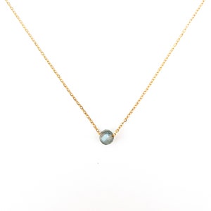 Natural labradorite necklace minimalist lithotherapy protective jewel on gold stainless steel chain