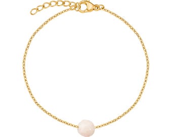 Pink Morganite Bracelet – 6mm Faceted Bead – Natural Pink Stone – Love and Trust Jewelry, Lithotherapy – Wedding Gift for Women