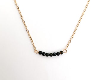 Black Obsidian necklace with natural stone and gold stainless steel chain