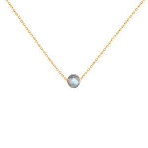 Natural labradorite necklace, minimalist lithotherapy protection jewelry on a stainless steel gold chain