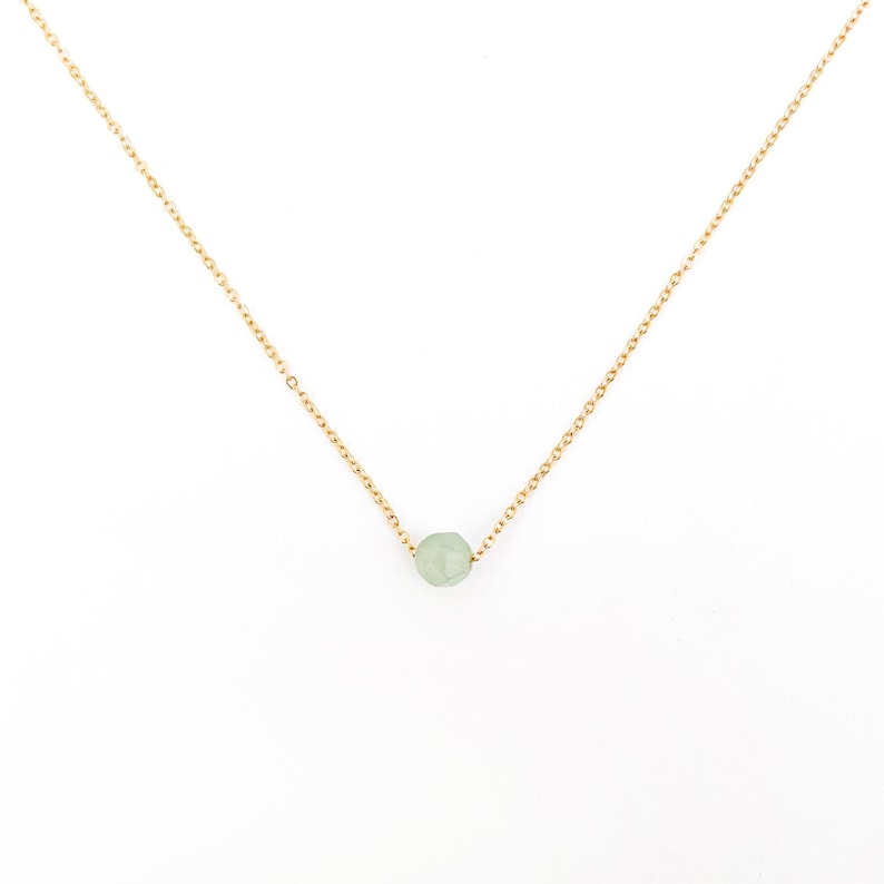 Collier aventurine en acier inoxydaboble or