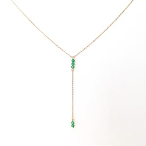 Green aventurine pendant necklace with natural green lithotherapy stones with gold stainless steel chain
