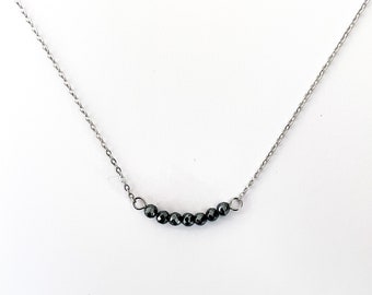 Black Obsidian necklace with natural stone and silver colored chain