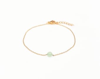 Aventurine Bracelets Natural Stones Lithotherapy, genuine raw aventurine stone with a gold or silver stainless steel chain
