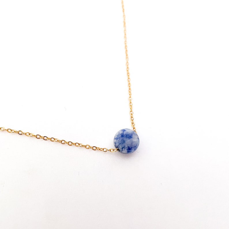 Sodalite necklace with blue natural stone on a gold stainless steel chain image 2