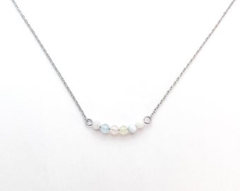 Morganite Necklace power of crystal with natural stone shade of white, pink and green with a silver stainless steel chain