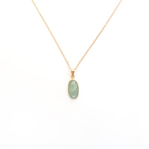 Green aventurine necklace on a gold stainless steel chain for crystal healing