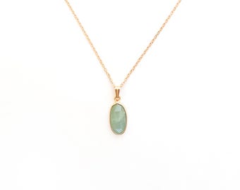 Green aventurine necklace on a gold stainless steel chain for crystal healing