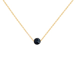 Black Tourmaline necklace natural stone minimalist lithotherapy jewelry in gold or silver stainless steel, genuine black crystal necklace