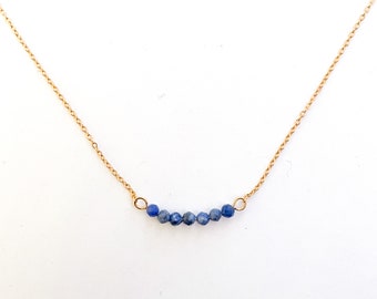 Sodalite necklace with blue natural stone on a gold stainless steel chain