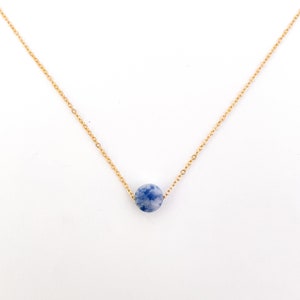 Sodalite necklace with blue natural stone on a gold stainless steel chain