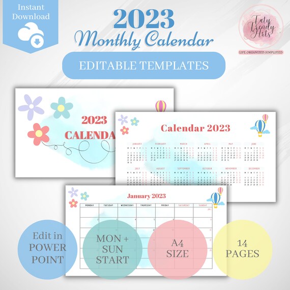 2023 Powerpoint Calendar Template Agenda Template Yearly & - Etsy