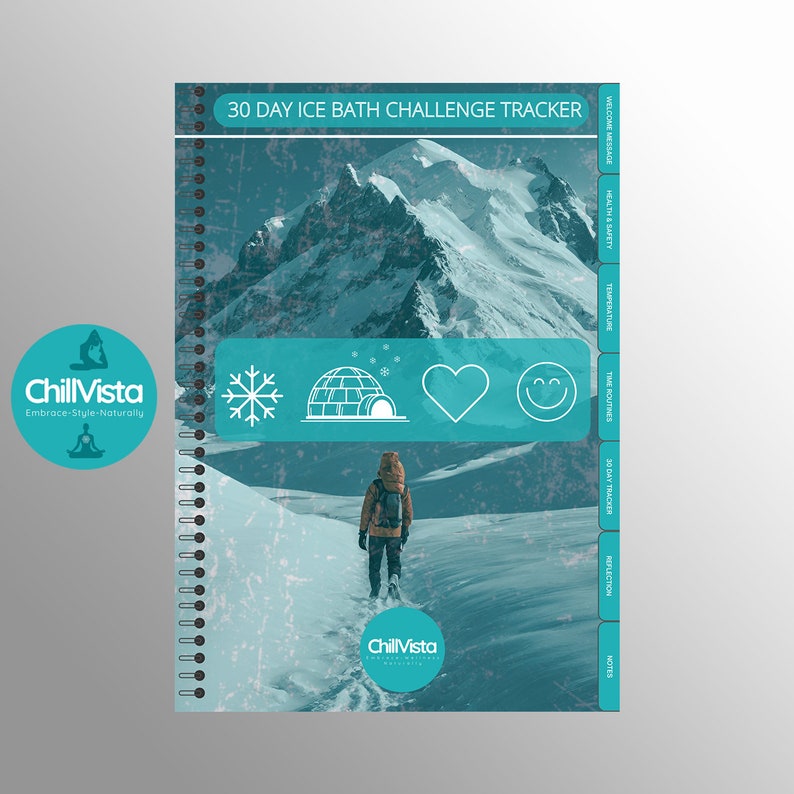 30-Day Ice Bath Challenge Tracker for Goodnotes, iPad Planner, Adobe Reader Planner, etc, Ice Bath Planner, Printable Planner