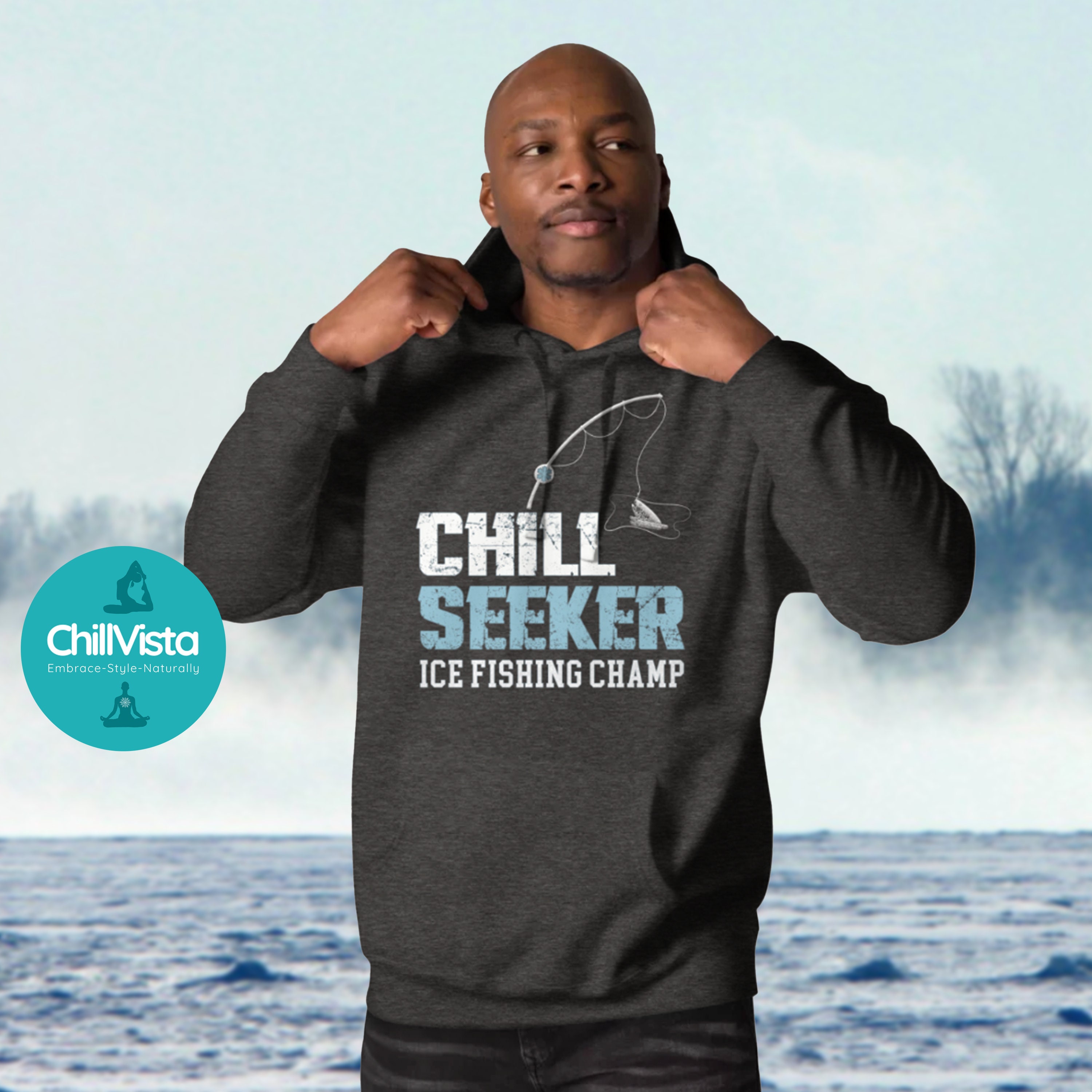 Chill Seeker Ice Fishing Champ Hoodie, Winter Angler Sweatshirt