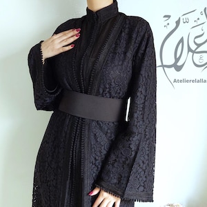 Moroccan black lace takchita, Wedding guest kaftan, Engagement caftan, Nikah dress, Arabic dress, Gift for her, New 2025 kuftan.