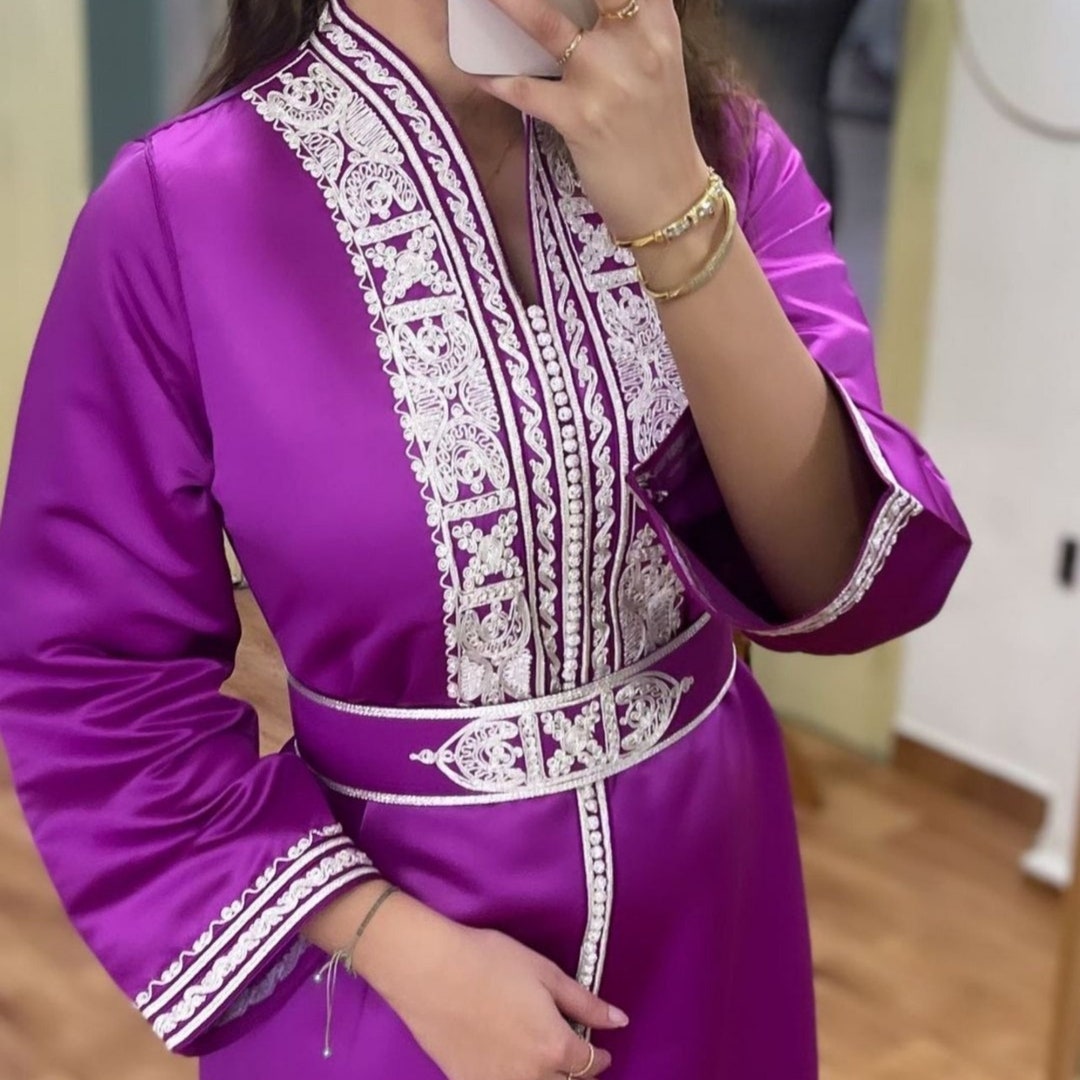 Moroccan Wedding Caftan, Embroidered Kaftan, Wedding Guest Kuftan ...