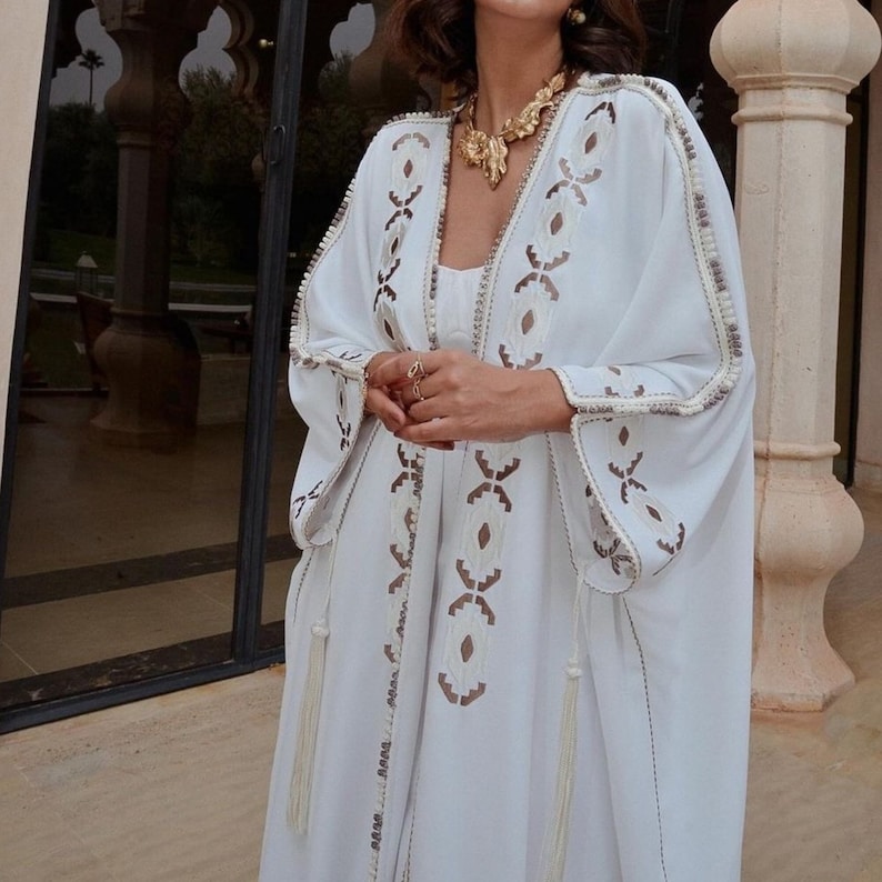 Embroidery Casual Open Kimono Abaya Moroccan main image 0