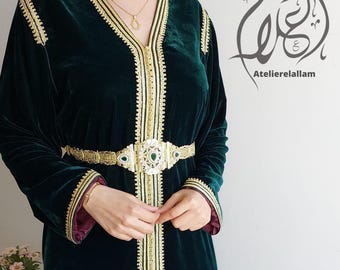 Caftán marroquí de terciopelo de seda, caftán bordado, vestido Nikah, vestido tradicional, kuftán, vestido de compromiso, regalo para ella, abaya, vestido de otoño